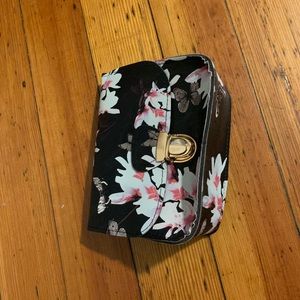 floral clutch with gold chain